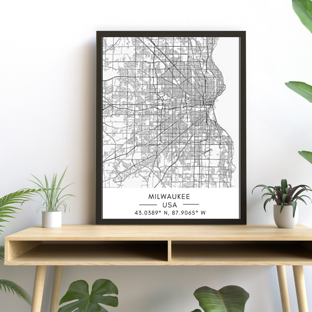 Milwaukee Stadtkarte - Leinwand Wandkunst Gemälde