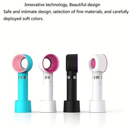 1 Stück USB wiederaufladbarer bladeless Handheld Ventilator - Tragbarer mini Tischventilator mit 3 Geschwindigkeiten für Reisen, Camping, Büro und Raumnutzung | Brehn