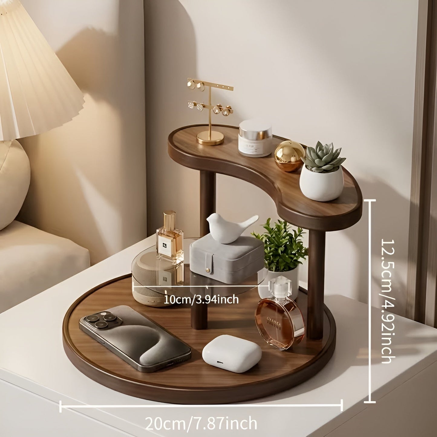 Drehbarer Make-up-Organizer aus Holz – 3-stufig und stabil | Praktische Aufbewahrung für Kosmetikartikel