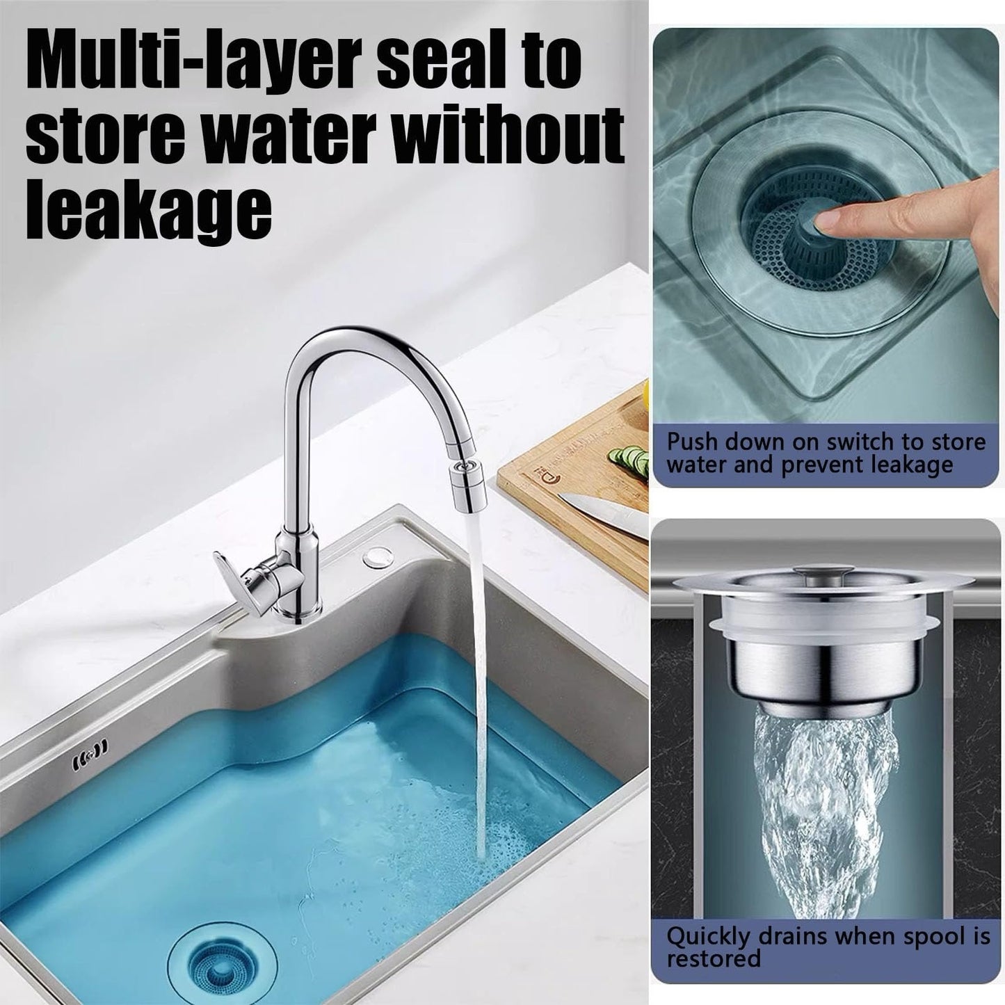 Brehn | Neu verbesserter Waschbecken Bounce Core Abfluss-Sieb