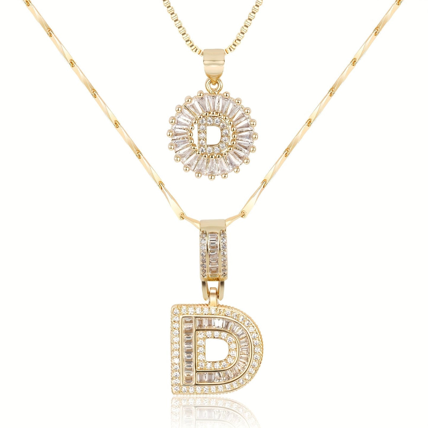 Brehn | 2pc 14k Diamant Buchstaben Initialen Halsketten