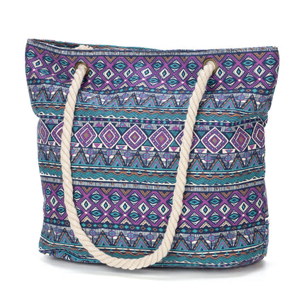 Strandtasche mit Floralen Motiven und Stabilen Seilgriffen Brehn