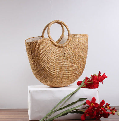 Handgefertigte Basttasche mit Farbenfrohen Quasten Brehn