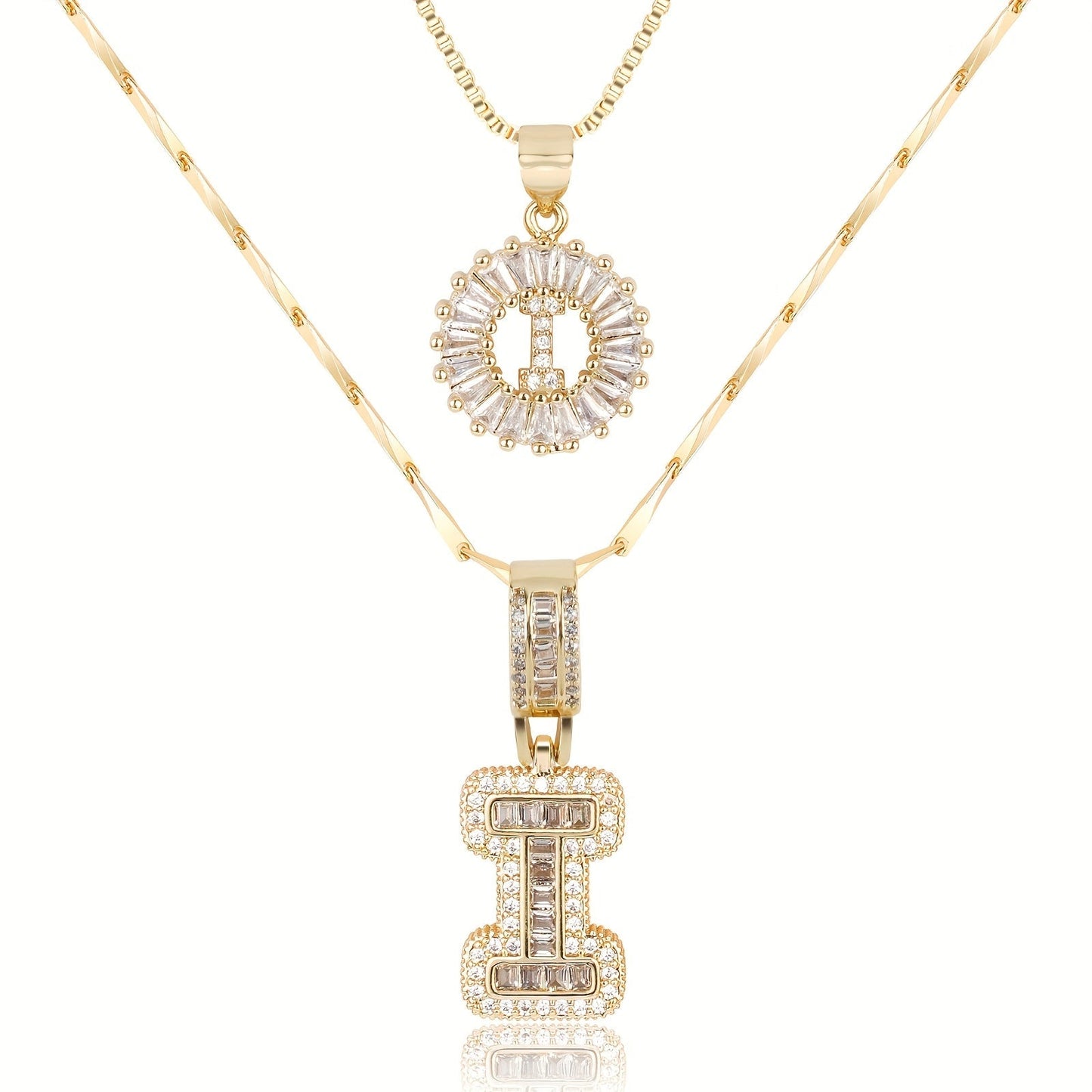 Brehn | 2pc 14k Diamant Buchstaben Initialen Halsketten