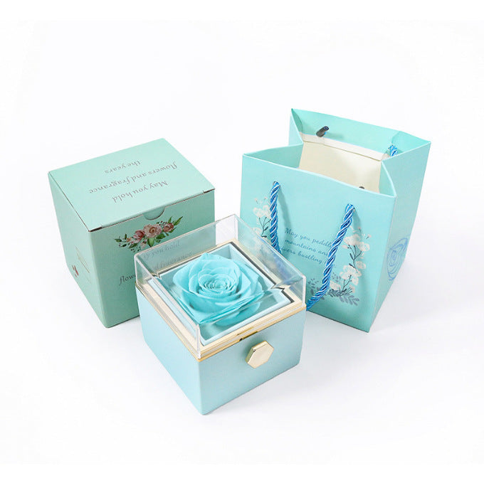 Brehn | [Ideales Geschenk] Ewige Rosenbox - Mit gravierter Halskette & künstlicher Rose
