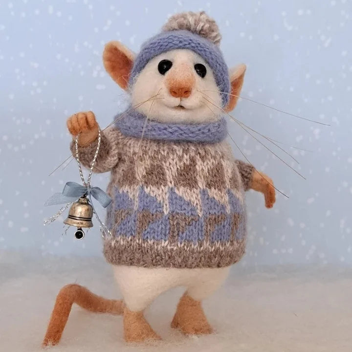 Brehn | Handgefertigte Filzmaus | Weihnachtsdekoration & Geschenkidee | Aus Wolle & Stoff nadelgefilzt | Nachhaltig