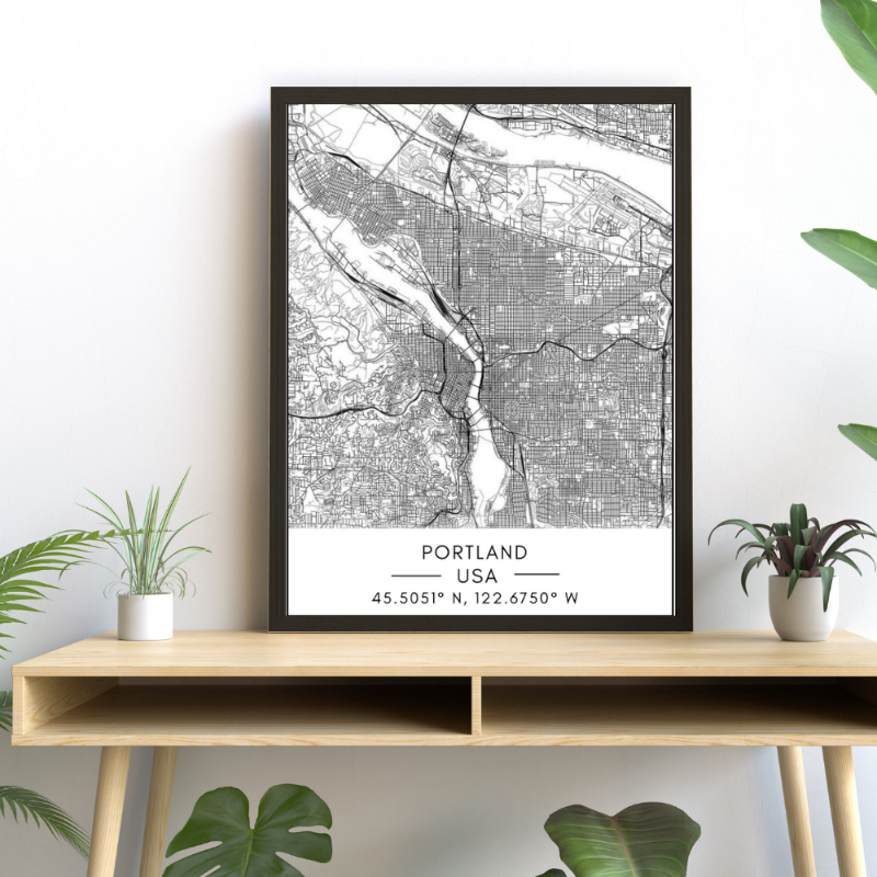 Stadtplan von Portland – Leinwandbild