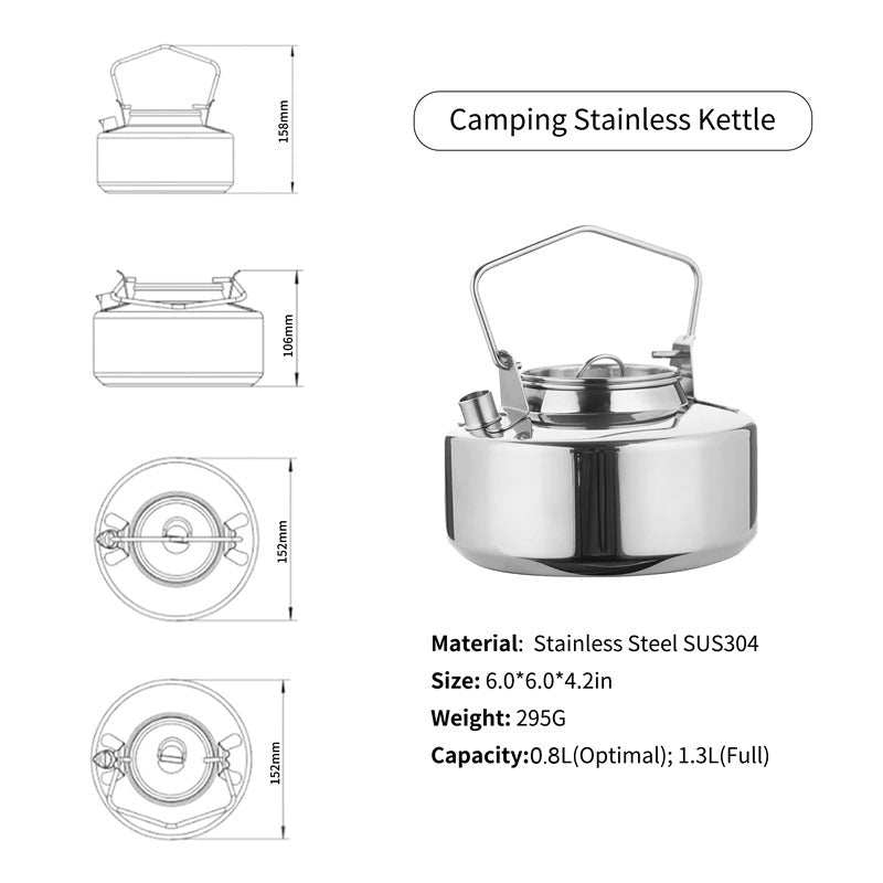 45.6oz Antarcti Edelstahl Backpacking Camping Kettle Bushcraft Gear | Brehn