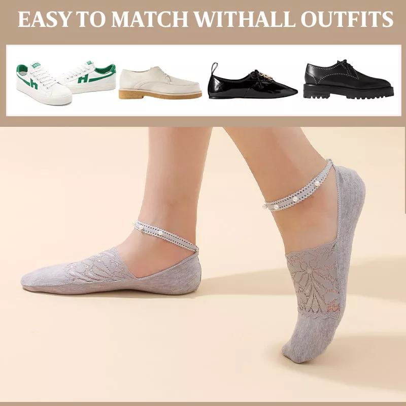 Brehn | Elegante Perlen Spitzen Socken
