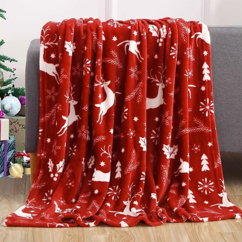 Brehn | Weihnachts-Elch Schneemann Santa Claus Druck Decke Winter Beidseitige Flanell Decke