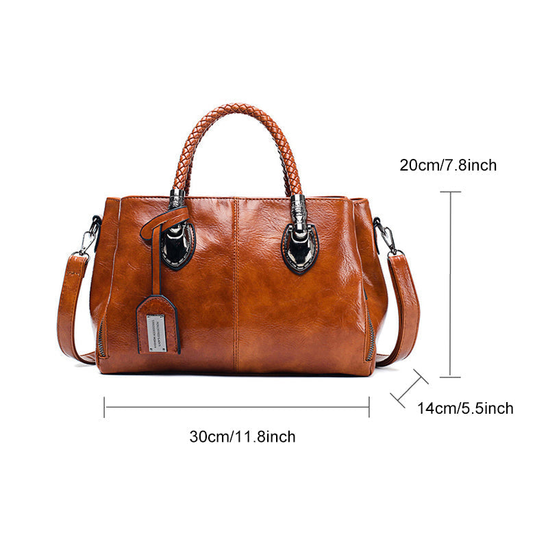 Brehn | Neue Handtaschen aus Ölwachsleder Boston, große Tragetasche aus weichem Leder