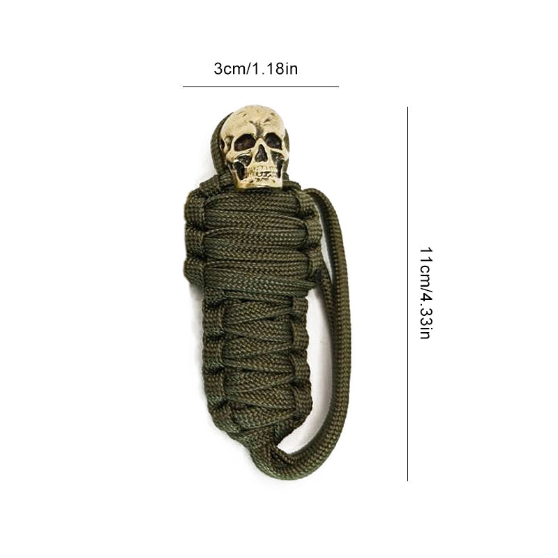 Paracord-Schlüsselanhänger, Mumienschädel aus Messing
