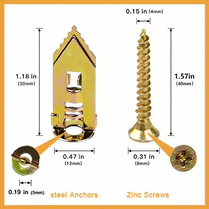 Trockenbau-Spreizdübel + Set mit hochfesten Zinkschrauben (100er-Packung)