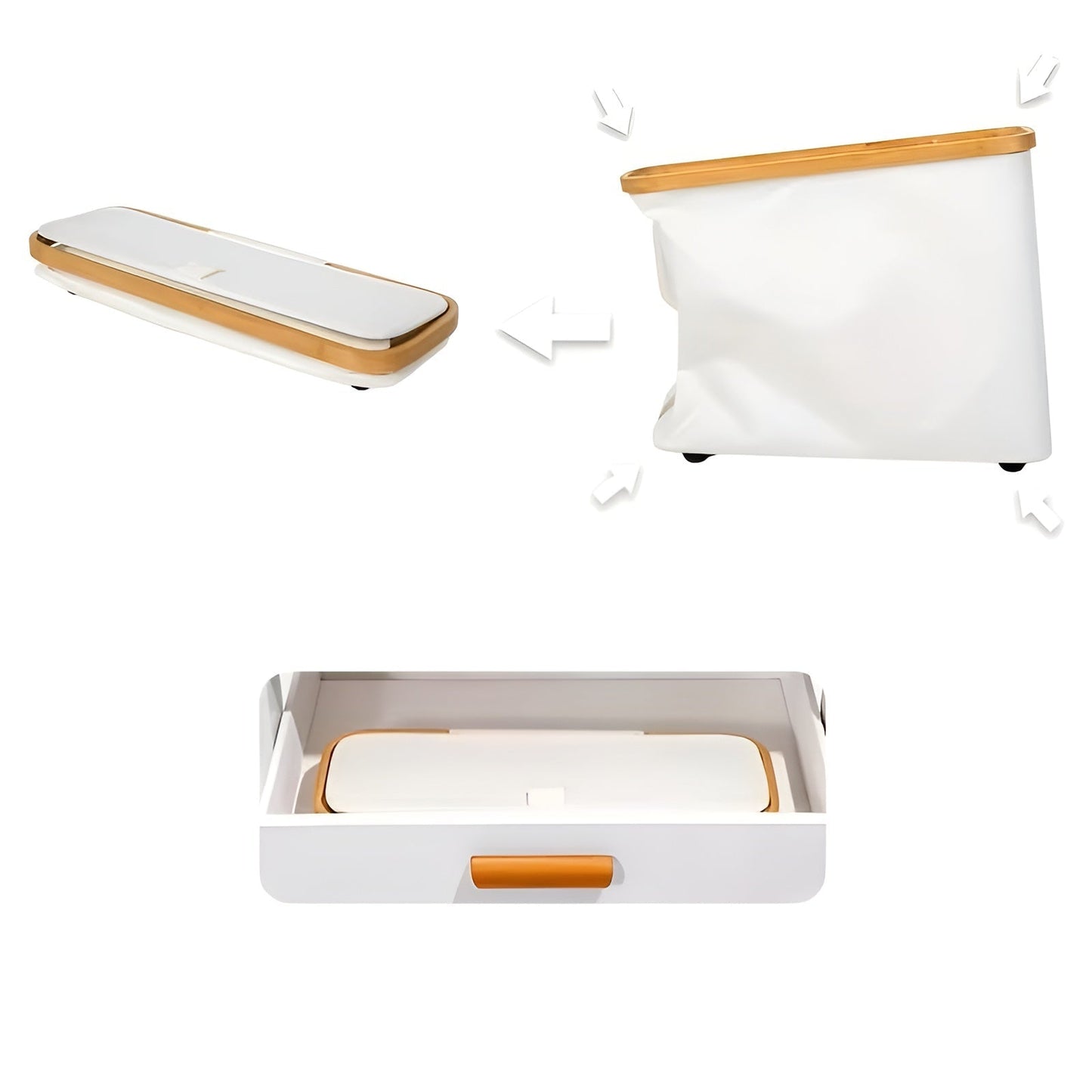Großer Toilettenpapierhalter mit Deckel – platzsparend und faltbar | Holzrahmen für Bad und WC