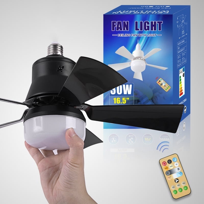 Brehn | LuxeBreeze Tragbarer Deckenventilator & Licht | Elegante 2-in-1-Lösung mit Fernbedienung für Komfort und Stil