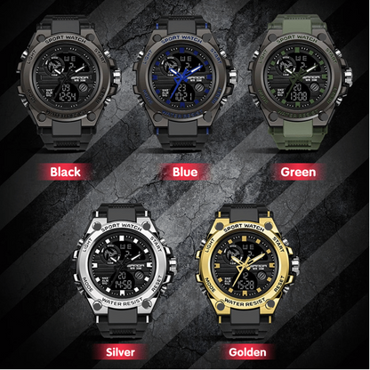 Brehn | Sportliche Dual-Display Mode Multifunktionale wasserdichte leuchtende Herrenarmbanduhr