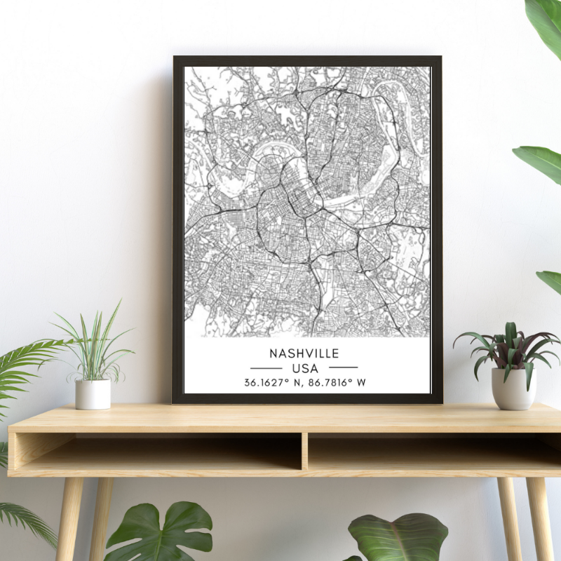 Stadtplan von Nashville – Leinwandbild