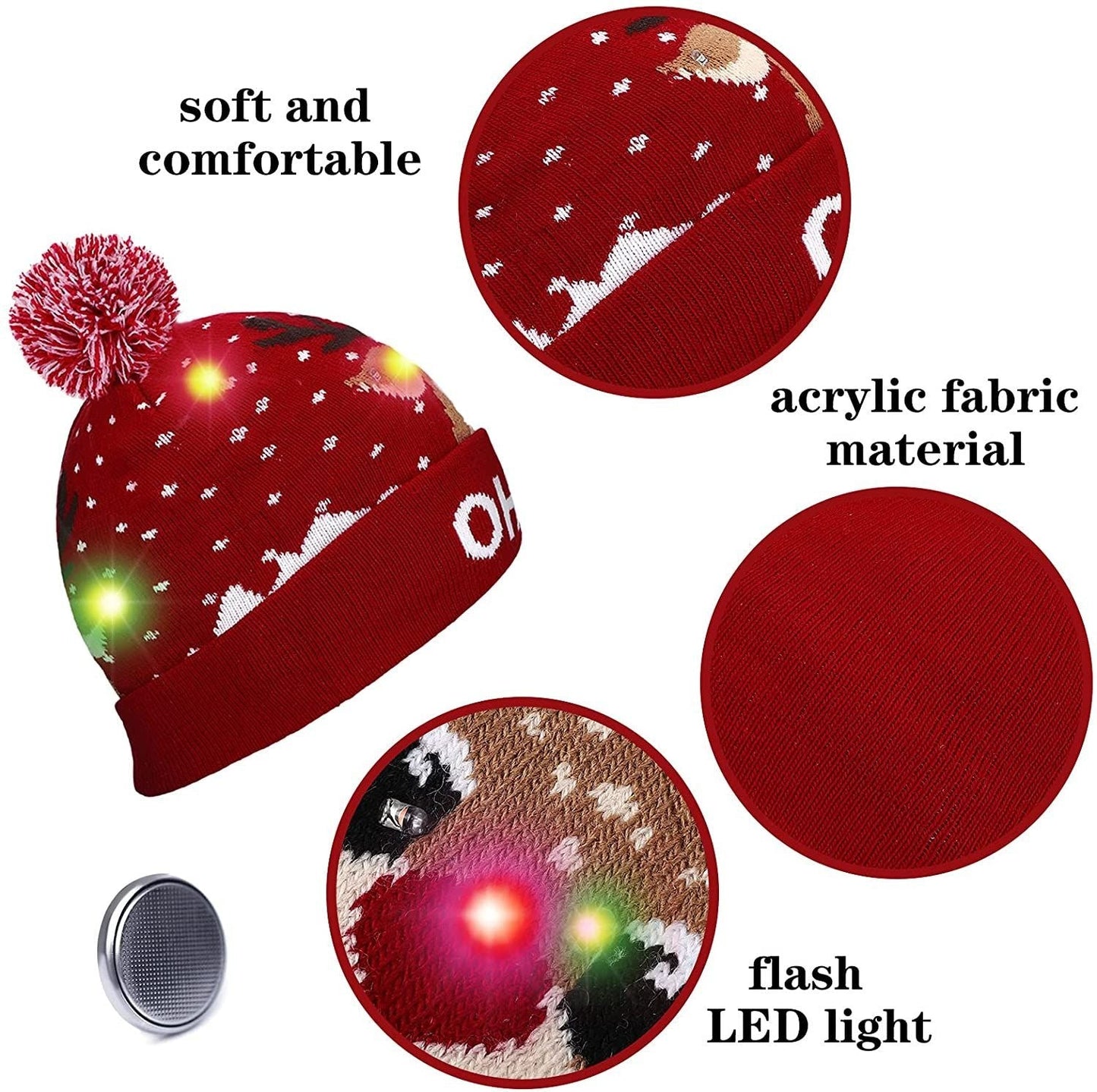 Brehn | 🎅LED Weihnachtsstrickmützen Leuchten Xmas Mütze
