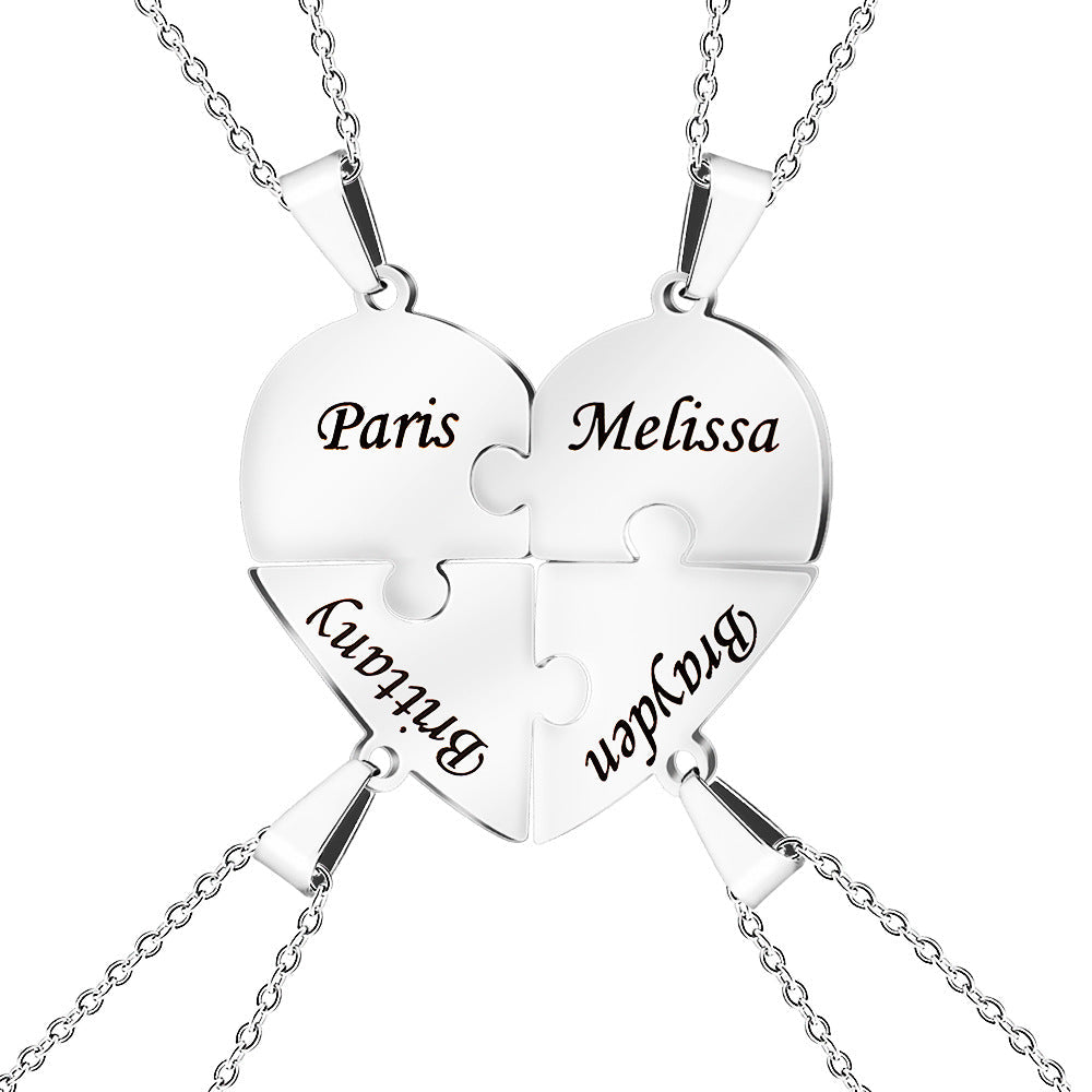 Brehn | Personalisierte Familienherz-Puzzle-Halskette