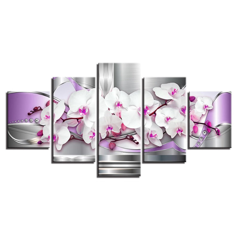 5 Stück Pink Hues Weiße Blume - Leinwand Wandkunst Gemälde