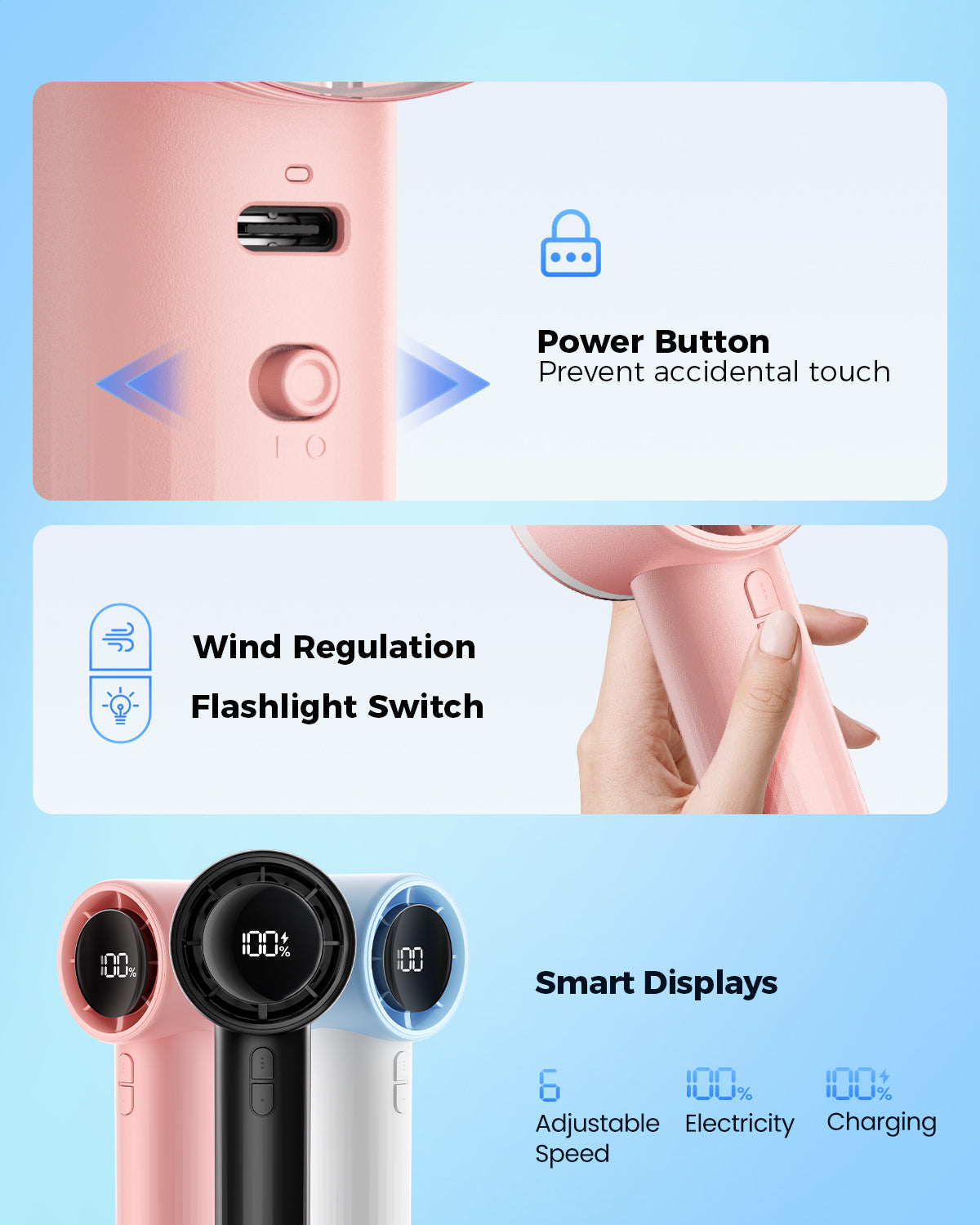 Tragbarer Hochgeschwindigkeits-Handheld-Turbo-Lüfter mit LED-Display | Brehn