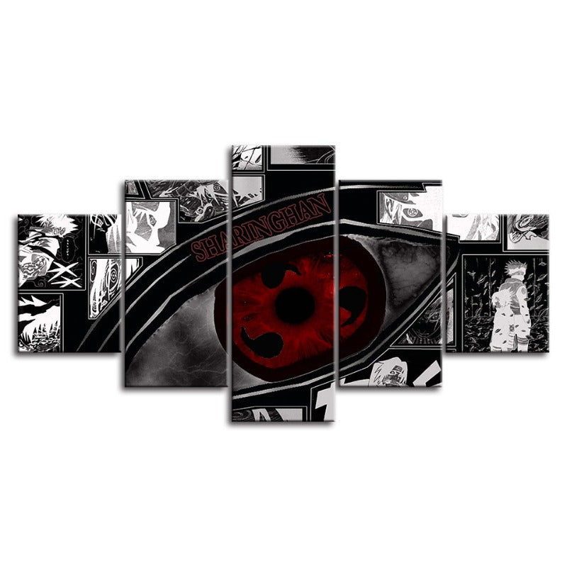 Naruto Sharingan Anime - 5-teiliges Leinwandbild