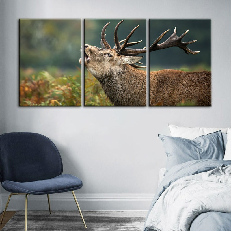 Blöken Elk - Leinwand Wandkunst Malerei 3 Teile