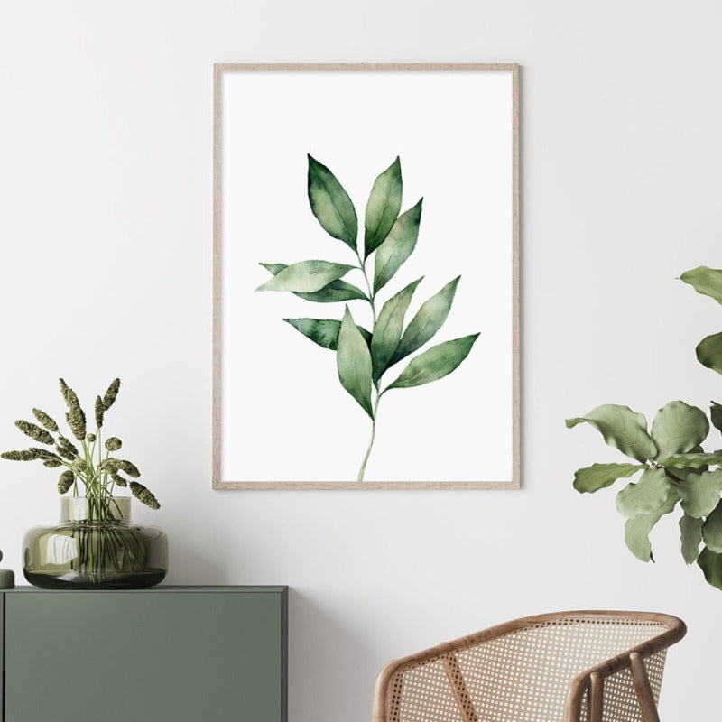 Grüne Blatt Tropische Botanische Aquarell Poster