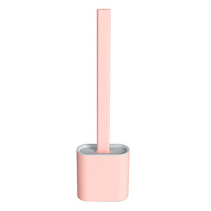 Brehn | Silikon Badezimmer Toilettenbürste und Halter Set, mit rutschfestem langen Kunststoffgriff, biegsamem Bürstenkopf und wandmontiertem Design