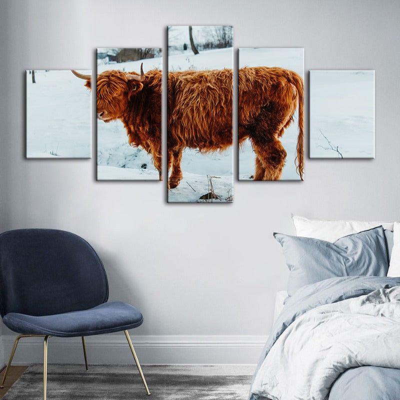 5-teilige Curly Haired Cow - Leinwand Wandkunst Gemälde