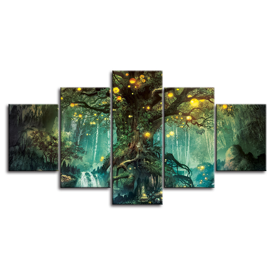 Magic Forest Trunk 5 Stück - Canvas Wandkunst Gemälde