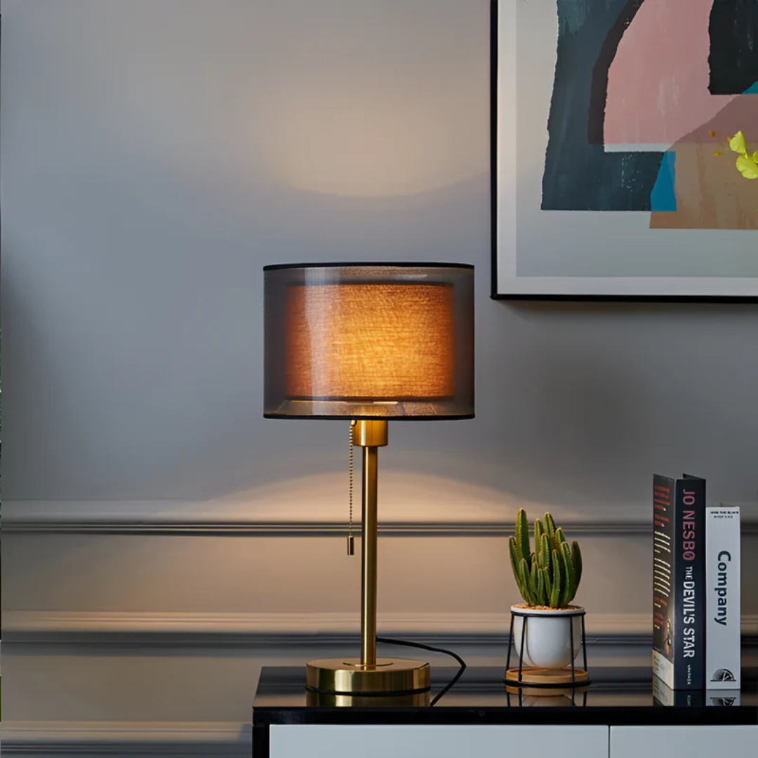 Brehn | Tischlampe mit doppellagigem Stoffschirm