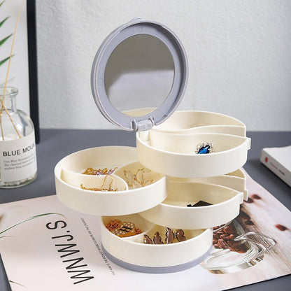 Brehn | Schmuckbox - 360° drehbare Aufbewahrungsbox für Schmuck, maximaler Schutz und Organisation