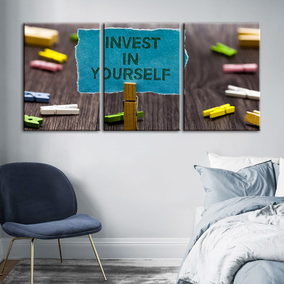 Investiere in dich selbst 3 Teile - Leinwand Wandkunst Malerei