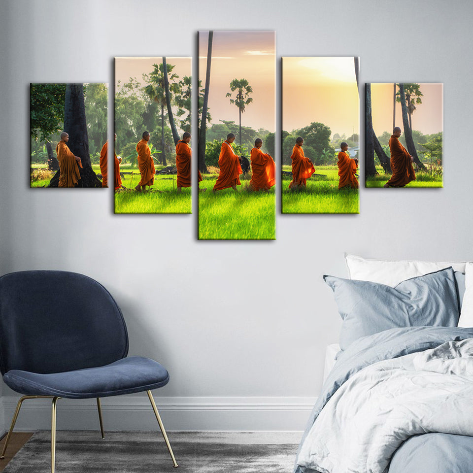 Morgen Spaziergang 5 Stück - Leinwand Wandkunst Malerei