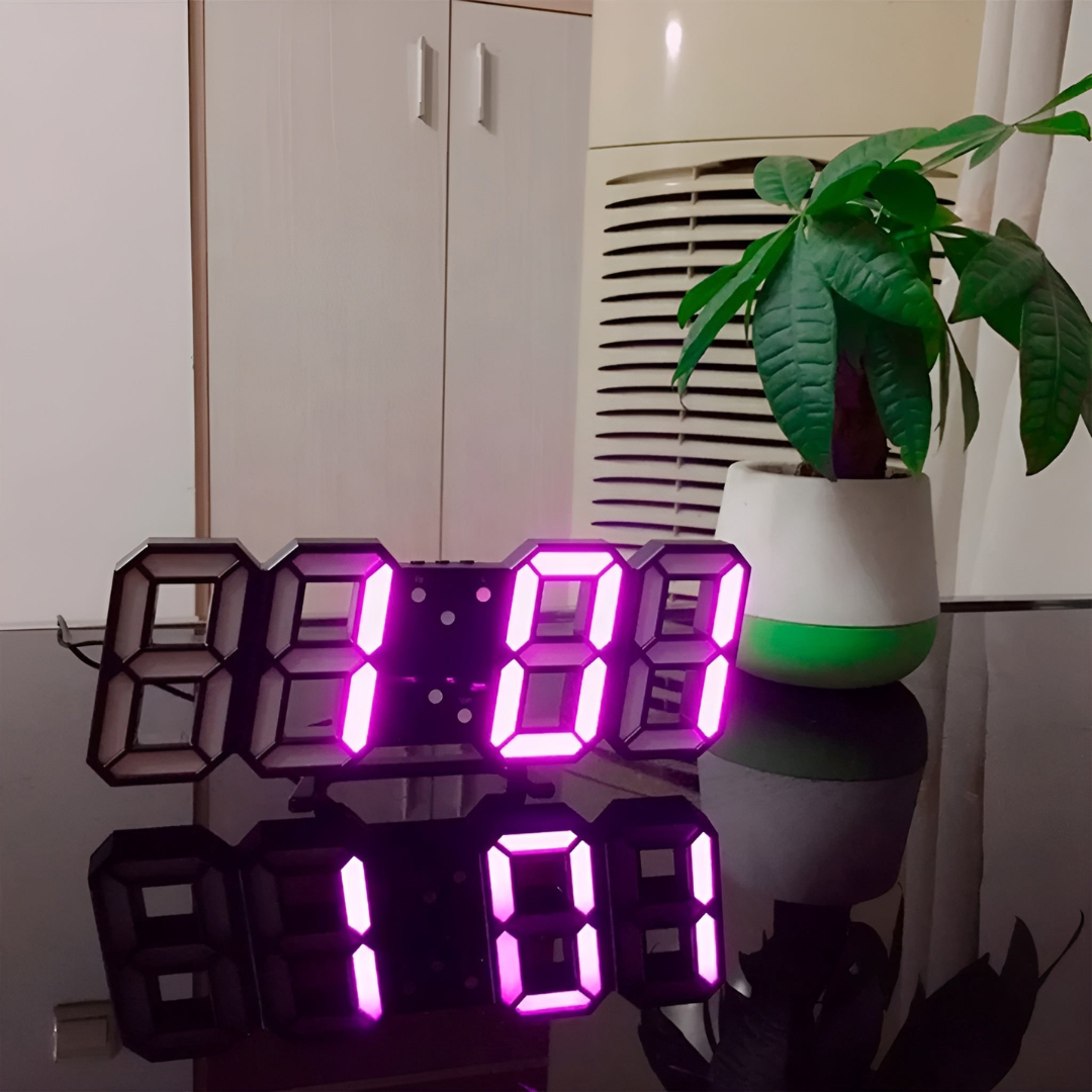Moderne 3D-LED-Wanduhr – Digitales Display in auffälliger Optik