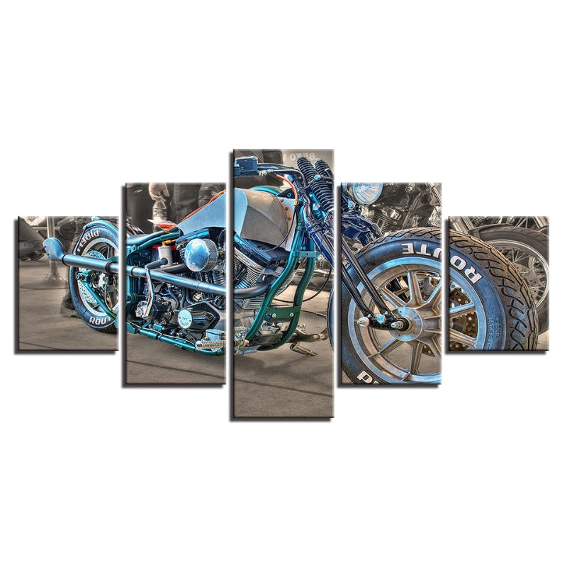 5-teilige Nahaufnahme Blau Reiter Fahrrad - Leinwand Wandkunst Gemälde