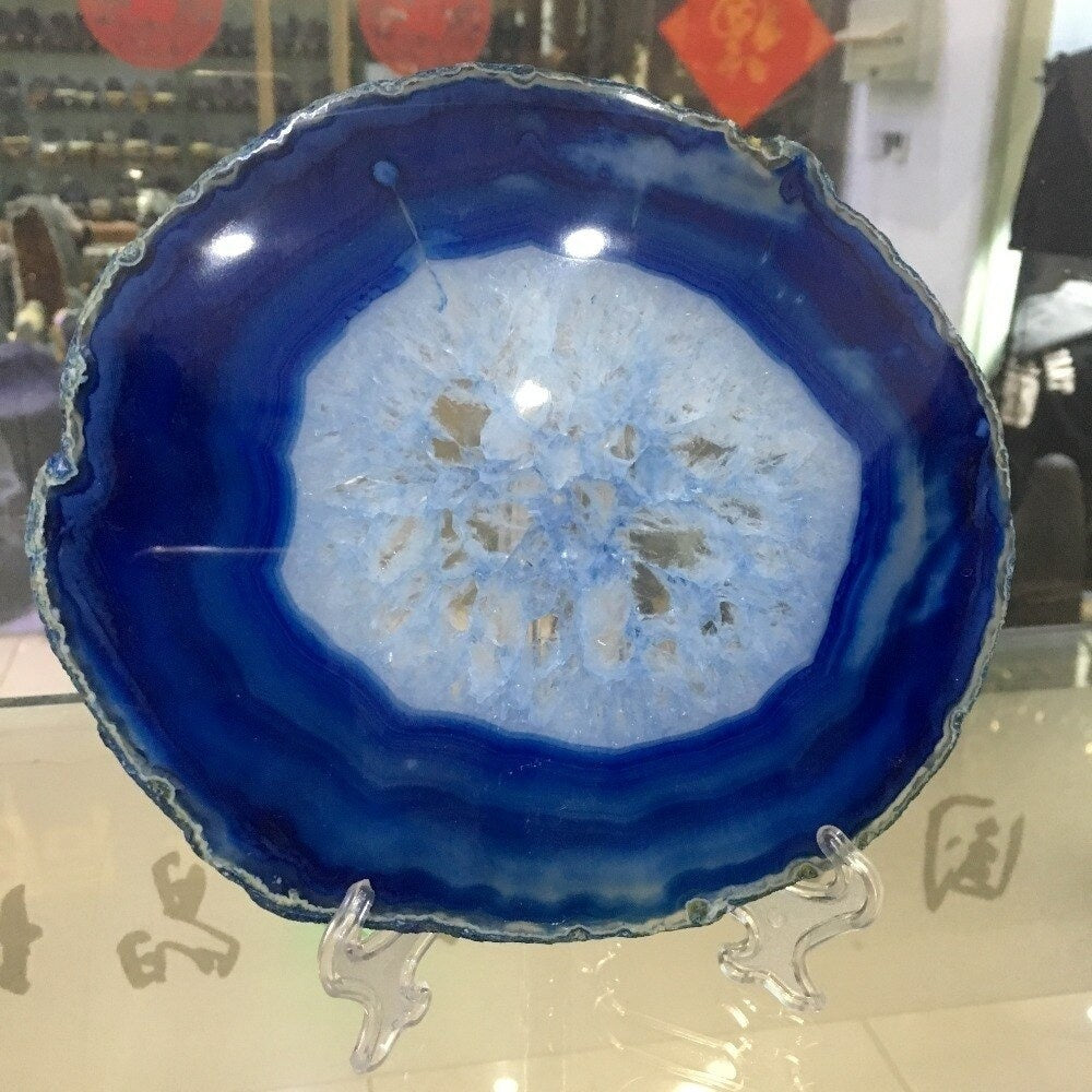 Blaue Achatkristallscheibe