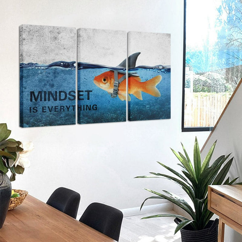 3Stk. Abstrakte Blaue Goldfisch Hai Poster Leinwand Gemälde | Brehn