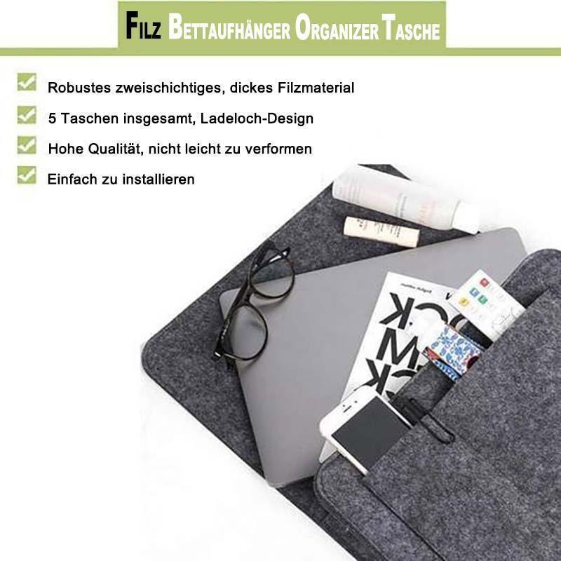 Brehn | Filz Bettaufhänger Organizer Tasche für Bett Sofa Schreibtisch