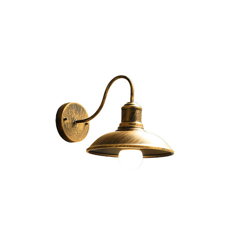 Retro Loft Dome Iron Outdoor Waterproof 1-flammige Wandleuchte mit gebogenem Arm