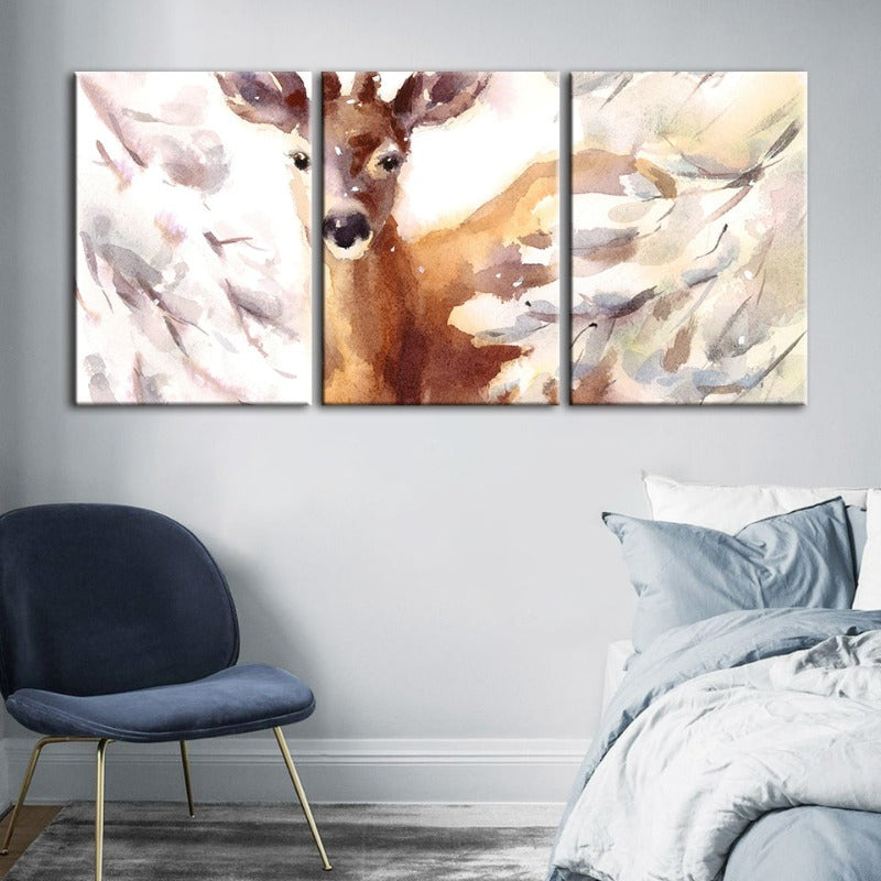 Junges, elegantes Reh – Leinwandbild, 3-teilig