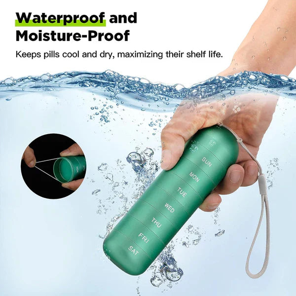 MediSafe Weekbox – Wasserdichter Pillenorganizer aus Aluminium mit 7 Fächern