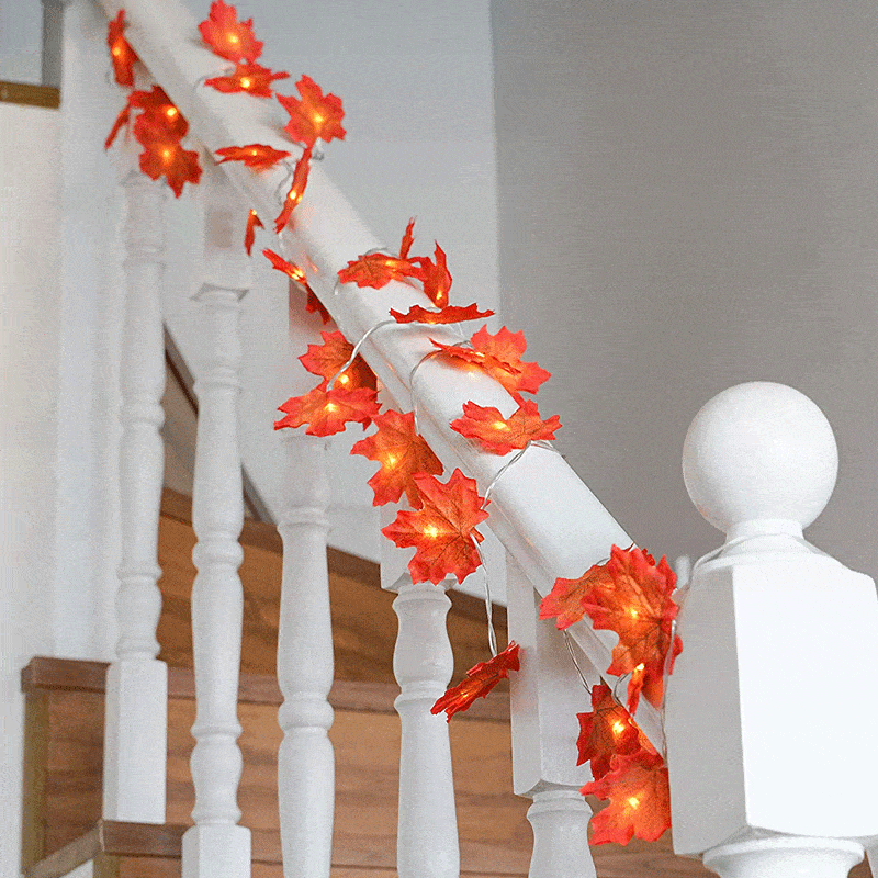 Thanksgiving-Dekor Herbst Ahornblatt Lichterkette | Brehn