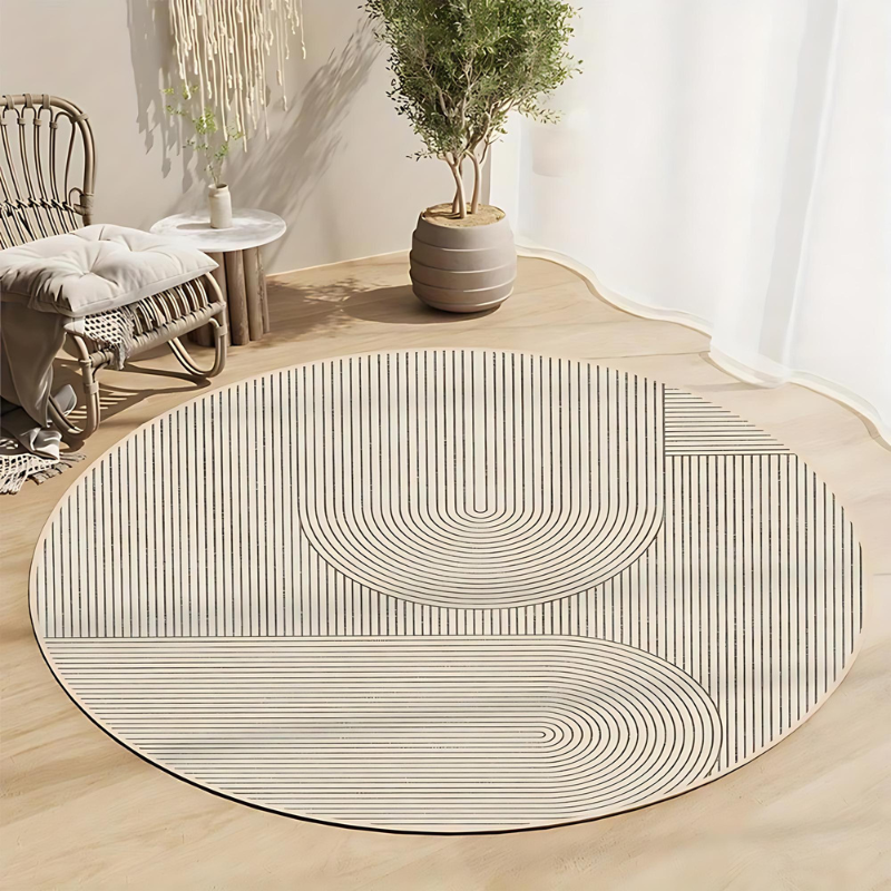 Runder Teppich im skandinavischen Design – Moderner Anti-Rutsch Teppich für Wohnzimmer & Schlafzimmer | Brehn