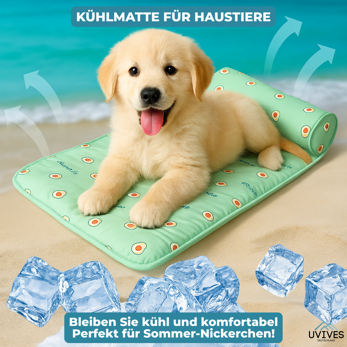 Kühlmatte Eis-Seide für Hunde und Katzen – Selbstkühlend Ohne Elektrizität | Brehn