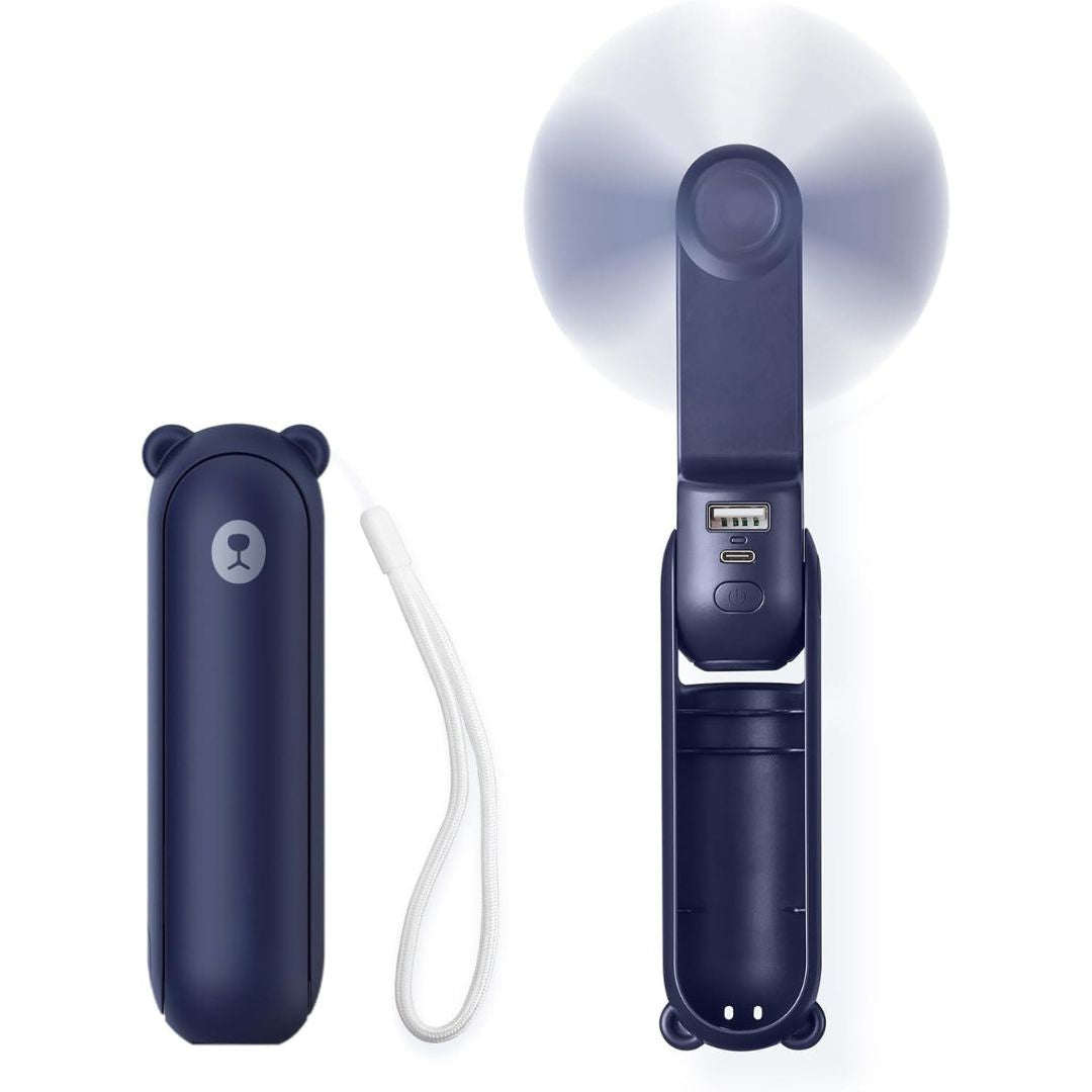 3 In 1 Handheld Mini Ventilator | USB Wiederaufladbar, Faltbares Design & Ideal für Reisen, Camping und Outdoor-Aktivitäten | Brehn