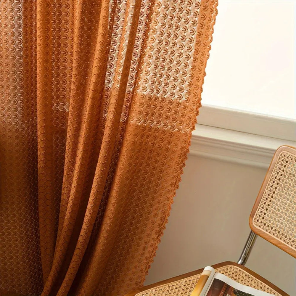 Amber Glow Boho Häkel-Fenstervorhang