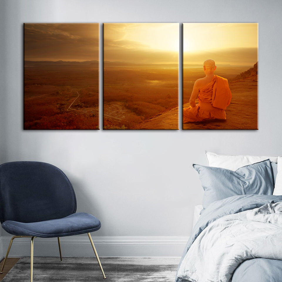 Warmer Morgen, 3-teiliges Leinwandbild
