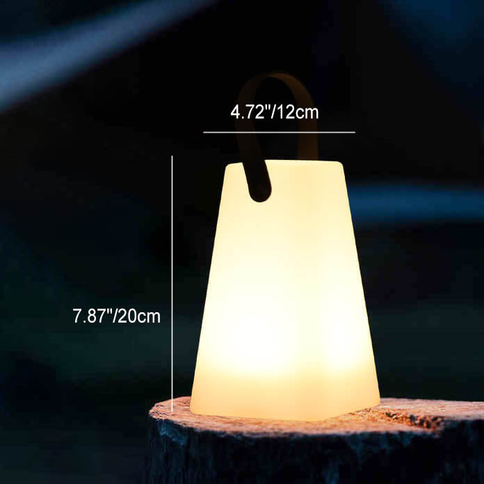 Runde, quadratische LED-Tischleuchte aus Kunststoff für die Terrasse